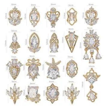 Premium 3D HNUIX Nail Charms - Zirconia & Gold Copper