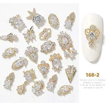 Premium 3D HNUIX Nail Charms - Zirconia & Gold Copper