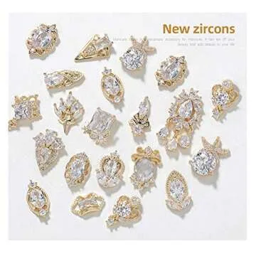 Premium 3D HNUIX Nail Charms - Zirconia & Gold Copper