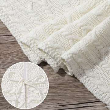 NIBESSER Knit Tree Skirt White 48" Christmas Tree Skirt Ivory Knitted Tree Skirt Mat for Christmas D...