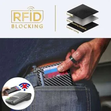 Travelambo Front Pocket Minimalist Leather Slim Wallet RFID Blocking Carbon Fiber Texture(Black)