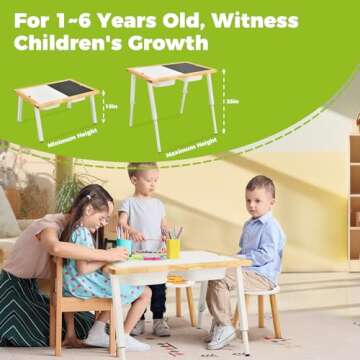 SAUCE ZHAN Sensory Table and Stools for Toddlers 1-5, Kids Table with 3 Bins Writable Lids, Adjustable Height Play Table & Chairs, Preschool Table/Desk for Outdoor Indoor Use, Sand and Water Table