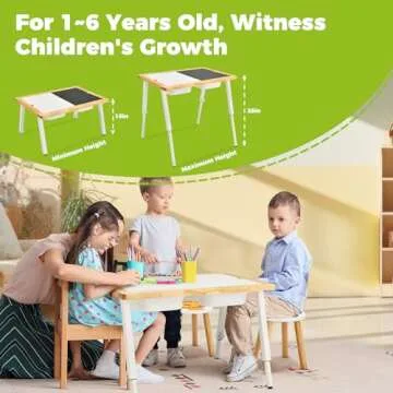 SAUCE ZHAN Sensory Table and Stools for Toddlers 1-5, Kids Table with 3 Bins Writable Lids, Adjustable Height Play Table & Chairs, Preschool Table/Desk for Outdoor Indoor Use, Sand and Water Table