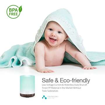 ASAKUKI 300ML Essential Oil Diffuser, Quiet 5-in-1 Premium Humidifier, Home Fragrance Aroma Diffuser with 7 LED Color Changing Light and Auto-Off Switch -Dark Brown