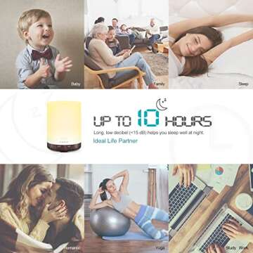 ASAKUKI 300ML Essential Oil Diffuser, Quiet 5-in-1 Premium Humidifier, Home Fragrance Aroma Diffuser with 7 LED Color Changing Light and Auto-Off Switch -Dark Brown