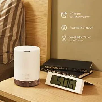 ASAKUKI 300ML Essential Oil Diffuser, Quiet 5-in-1 Premium Humidifier, Home Fragrance Aroma Diffuser with 7 LED Color Changing Light and Auto-Off Switch -Dark Brown