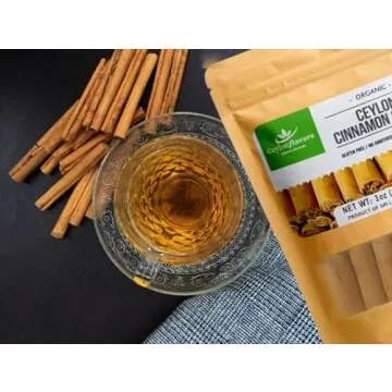 Organic Ceylon cinnamon sticks, True or Real Cinnamon, Premium Grade, Harvested from a USDA Certified Organic Farm in Sri Lanka 1 oz / 28 g (3" cut 6 to 7 sticks)