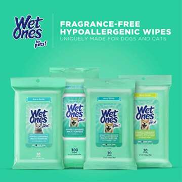 Wet Ones for Pets Extra Gentle Dog Wipes with Witch Hazel for Snout, Eye, Ear, Fragrance-Free Dog Wipes for All Dogs Wipes with Wet Lock Seal (Pack of 8, 240 Count Total)