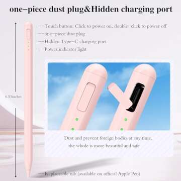 Stylus Pen for iPad - Fast Charge, Palm Rejection, Precision