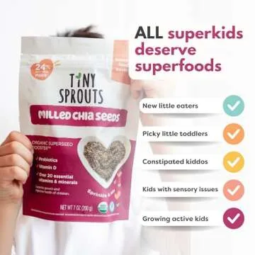 Superseed Organic Milled Chia Seed with VITAMIN D + PROBIOTICS, Omega-3s Prebiotic Fiber Protein, Seeds for 6M+ Babies Toddlers & Kids for Immune & Digestive Support (7oz x 1 Pack)