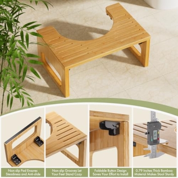 Bamboo Toilet Stool for Enhanced Bathroom Comfort