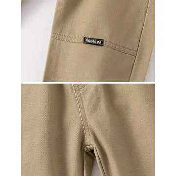 Feidoog Toddler Baby Boys 3 Pack Sweatpants Solid Cotton Elastic Waist Trousers Active Jogger Pants,Khaki+Black+Beige,2-3T