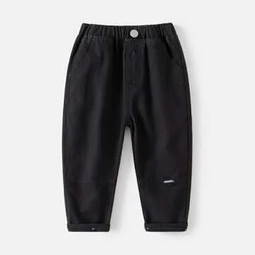 Feidoog Toddler Baby Boys 3 Pack Sweatpants Solid Cotton Elastic Waist Trousers Active Jogger Pants,Khaki+Black+Beige,2-3T