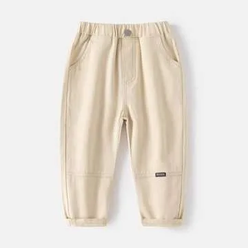 Feidoog Toddler Baby Boys 3 Pack Sweatpants Solid Cotton Elastic Waist Trousers Active Jogger Pants,Khaki+Black+Beige,2-3T