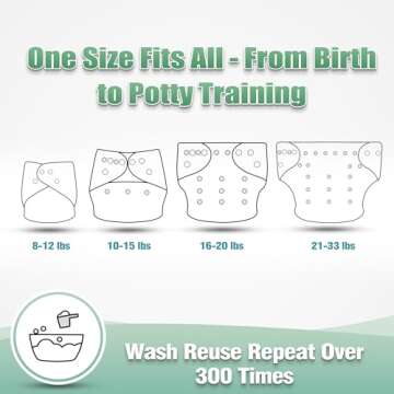 wegreeco Cloth Diapers 6 Pack with 6 Inserts & 1 Wet Bag, Washable Cloth Diapers for Babies, One Size Adjustable Reusable Diapers Baby (Vibrant)