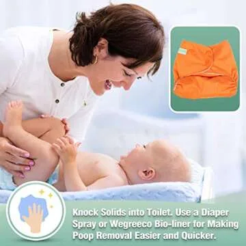 wegreeco Cloth Diapers 6 Pack with 6 Inserts & 1 Wet Bag, Washable Cloth Diapers for Babies, One Size Adjustable Reusable Diapers Baby (Vibrant)