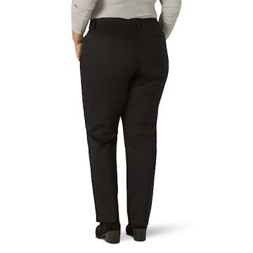 Lee womens Plus Size Wrinkle Free Relaxed Fit Straight Leg Pants, Black, 22 US