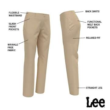 Lee womens Plus Size Wrinkle Free Relaxed Fit Straight Leg Pants, Black, 22 US