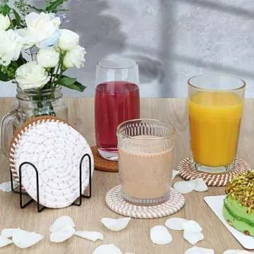 Stylish Farmhouse Coaster Set for Home and Kitchen Decor