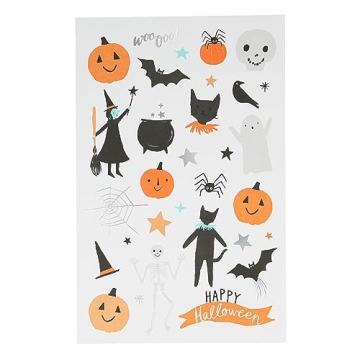 Meri Meri Halloween Silver Foil Temporary Tattoos Pack