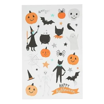 Meri Meri Halloween Silver Foil Temporary Tattoos Pack