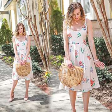 Miuco Womens Bamboo Handbag Handmade Large Tote Bag Straw Beach Bags Beach Purse