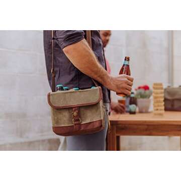 PICNIC TIME Beer Caddy with Beer Bottle Opener, 6-Pack Drink Caddy, Beer Cooler Tote, Beer Gifts for...