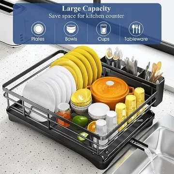 Dish Drying Rack with Drainboard - Large Capacity & Rustproof