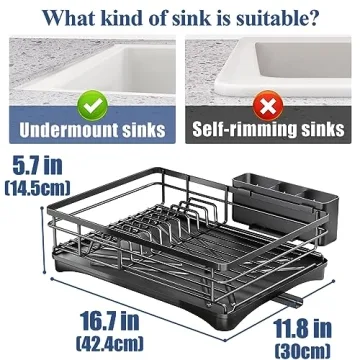Dish Drying Rack with Drainboard - Large Capacity & Rustproof
