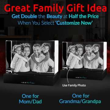 ArtPix 3D Crystal Photo, Personalized Gifts for Women, Wife, Men, Her, Him, Great Customized Gift Wi...