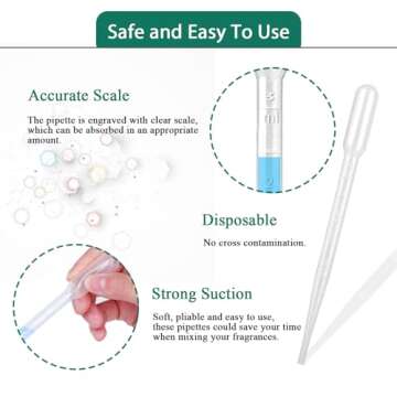 moveland 100 PCS 3ML Dropper Pipettes Essential Oil Transfer, Disposable Plastic Eye Dropper for Science Experiments, Crafting, Makeup Tool