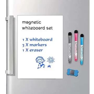 12” X 8”Whiteboard Magnetic Dry Erase Board Self Adhesive for Any Smooth Surface with New Stain Resistant Technology,Home Kitchen Fridge Shopping List and Office Notice Board