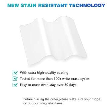 12” X 8”Whiteboard Magnetic Dry Erase Board Self Adhesive for Any Smooth Surface with New Stain Resistant Technology,Home Kitchen Fridge Shopping List and Office Notice Board