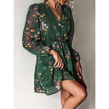 CUPSHE Floral Print Mini Dress for Women - Long Sleeves