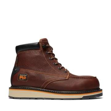 Timberland PRO Men's Gridworks 6 Inch Alloy Safety Toe Waterproof Industrial Wedge Work Boot, Brown-2024 New, 10.5