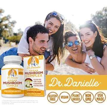 Best Organic Mushroom Complex - Immune Assist Support - Lion's Mane, Cordyceps and Reishi - Adaptogen Supplement - Wellness, Stress Relief, Memory & Cognitive Support, Dr. Danielle - 120 Veggie Caps