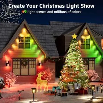 XMCOSY+ Smart Outdoor String Lights - 123ft RGBCWIC Patio Lights with 40 Color Changing Bulbs, LED S...