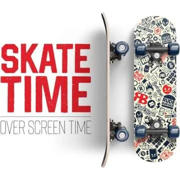 Rude Boyz 17" Micro Complete Skateboard | Maple Wood | ABEC 7 Bearings | Double Kick Concave Deck | Kids Skateboard, Ideal Toddler Cruiser Skateboard Ages 2-5