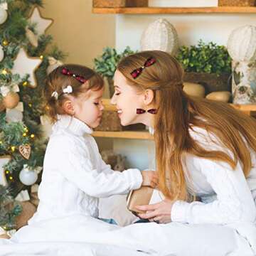 4 Rolls Christmas Plaid Ribbon Snowflake Plaid Burlap Ribbon Christmas Wrapping Ribbon for Christmas Tree Home Wrapping Craft Decoration, 24 Yards (1 Inch)