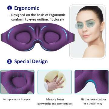 MZOO Contoured Sleep Eye Mask for Men & Women