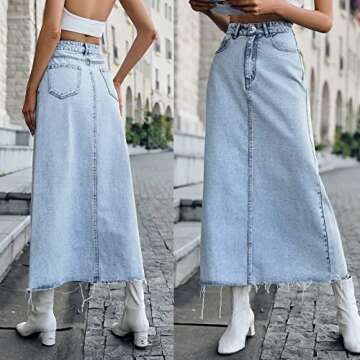 Stylish High Waist Denim Skirts for Women with Pockets