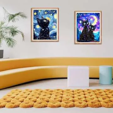 Yunnuo Black Cat Paint by Numbers Kit for Adults