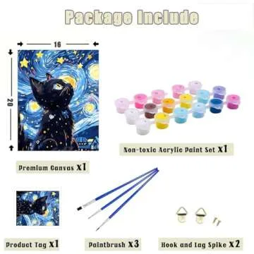 Yunnuo Black Cat Paint by Numbers Kit for Adults