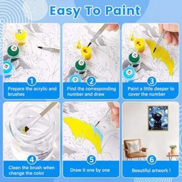 Yunnuo Black Cat Paint by Numbers Kit for Adults