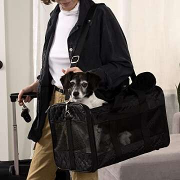 Sherpa Original Deluxe Travel Pet Carrier, Airline Approved - Black Lattice, Large