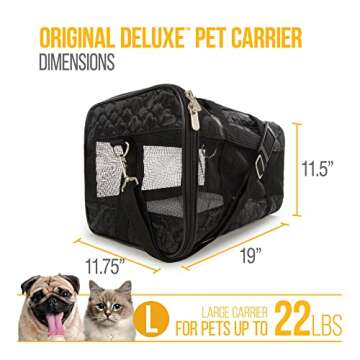 Sherpa Original Deluxe Travel Pet Carrier, Airline Approved - Black Lattice, Large