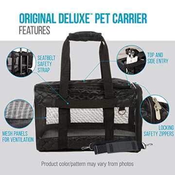 Sherpa Original Deluxe Travel Pet Carrier, Airline Approved - Black Lattice, Large