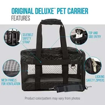 Sherpa Original Deluxe Travel Pet Carrier, Airline Approved - Black Lattice, Large