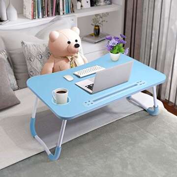 Slendor Laptop Desk Foldable Bed Table Folding Breakfast Tray Portable Lap Standing Desk Notebook St...