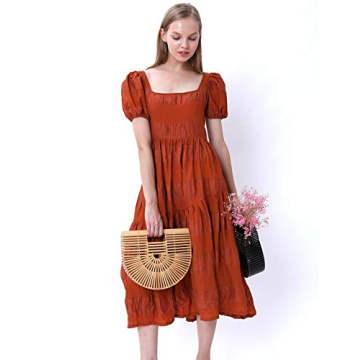 Miuco Womens Bamboo Handbag Handmade Large Tote Bag Straw Beach Bags Beach Purse Size Small